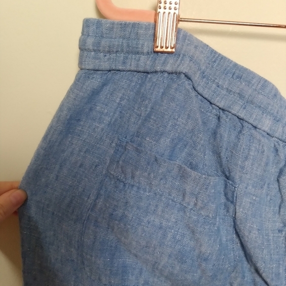 Talbots Blue 100% Linen Flowy Drawstring Waist Pants Size 12 - Picture 5 of 7